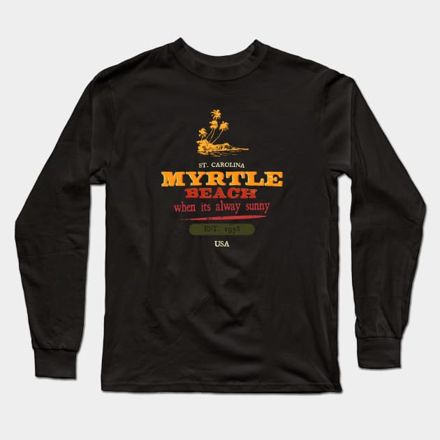 Myrtle Beach Retro Vibes South Carolina Long Sleeve T-Shirt by Alexander Luminova